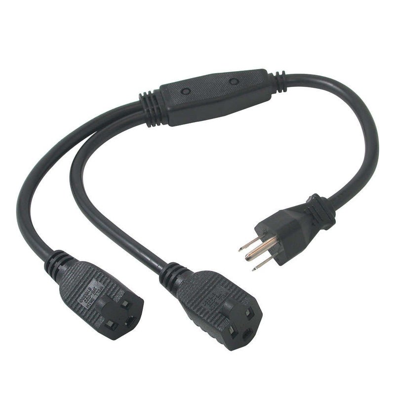 C2G Legrand Power Cord with 1 to 2 Power Splitter, 16 AWG Power Cord, Black Power Squid, 1.5 Foot Power Cord Extension and Splitter, 1 Count, C2G 29802 - Image 2